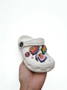 Children's Flip Flops, Corfly Style, Lightweight, 100% EVA, Brooches - White - View 3