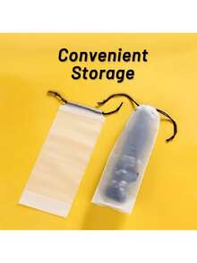 2/5 peças bolsa de armazenamento tipo guarda-chuva semitransparente, à prova d'água e fosca com cordão - bolsa organizadora reutilizável, portátil, para uso doméstico e externo