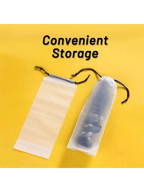 2/5 peças bolsa de armazenamento tipo guarda-chuva semitransparente, à prova d'água e fosca com cordão - bolsa organizadora reutilizável, portátil, para uso doméstico e externo