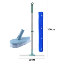 1pc Telescopic Floor Squeegee + Floor Brush Magic Broom, Household Scraper, Bathroom Squeegee, Large Size Floor Scraper, Suitable For Indoor Cleaning, Glass, Hair, Fine Dust, Liquid, Smooth Floors - Multicolor - View 2