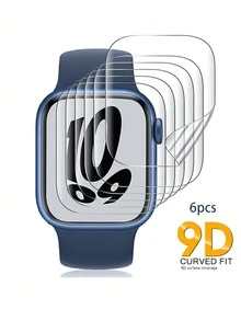 6pcs Transparent Apple Watch Hydrogel Film, Anti-Scratch Protective Film, Soft Film, Suitable For 38/40/41/42/44/45/49 Mm Apple Watch Ultra/SE/8/7/6/5/4/3/2/1 - Clear - View 9