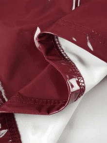 Top ajustado Latex Halter sin espalda sin mangas rojo ,Ropa de calle para mujer - Rojo - Ver 8