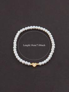 1pc Elastic Faux Pearl Letter A M Elegant Bracelet For Women (Handmade Beaded, Bead Quantity May Vary Slightly)
