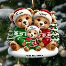 Personalized Elephant Family Christmas Decorations, Customized Bear Christmas Decorations, Gifts For Family Members For Christmas, Customized Family Name Decorations,Elegant Living,Artful Living - Bear - View 11