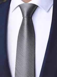1pc Men's Knot Free Zipper Style Black Diagonal Tie Suitable For Business, Versatile, Daily Wear Men Necktie - Multicolor - View 22