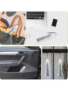 2/5 peças bolsa de armazenamento tipo guarda-chuva semitransparente, à prova d'água e fosca com cordão - bolsa organizadora reutilizável, portátil, para uso doméstico e externo