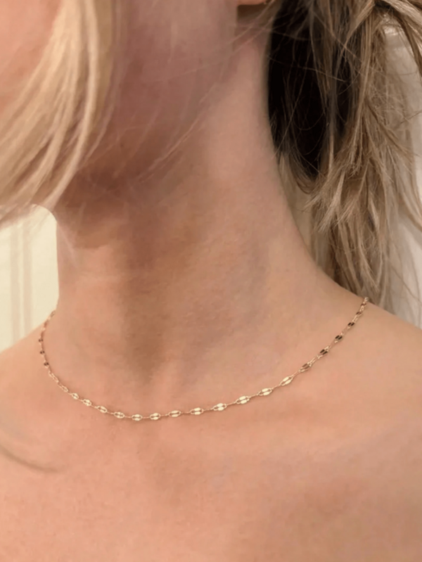 1pc Elegant Sparkling Chain Necklace, Refined Mirror Chain Necklace, Layered Clavicle Necklace For Women