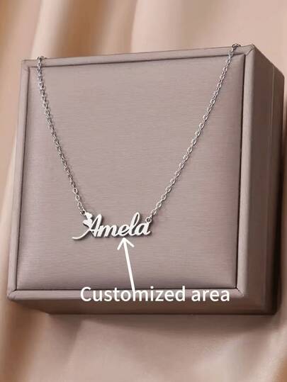 1 buah Kalung Liontin Hati Kustom, Kalung Nama Stainless Steel, Kalung Nama Huruf Potongan Laser, Hadiah Perhiasan Fashion untuk Ulang Tahun, Halloween, Hari Valentine