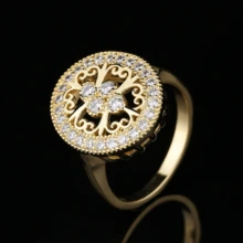 1PC Women Retro Zirconia Ring Bride Princess Engagement Wedding Band Anniversary Birthday Christmas Gift Rings For Mom Wife Girlfriend Ring Jewelry Size 5-11# - Gold - View 3