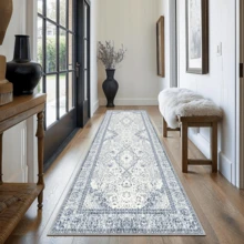 Gdieo Vintage Machine-Washable Non-Slip Runner Rug - Low Pile Lightweight Area Carpet For Indoor Hallway, Entryway, Kitchen, Living Room & Corridor Mat Home Decoration Rug, Blue And White Porcelain Style, Thanksgiving Christmas Gift,BLUE - 藍色 - 查看 9