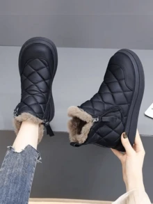 Thick Fur Lining Snow Boots For Women, Warm & Waterproof Winter Boots With Thick Soles