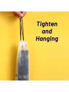 2/5 peças bolsa de armazenamento tipo guarda-chuva semitransparente, à prova d'água e fosca com cordão - bolsa organizadora reutilizável, portátil, para uso doméstico e externo