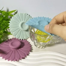 1/3 PiecesSunflower Silicone Cup Lids, Multi-Functional Silicone Lid Set For Tea And Coffee Cups