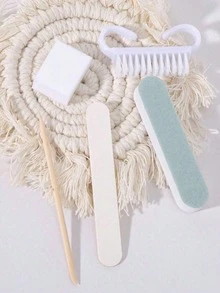 1pack ,Manicure And Pedicure Set, Mini Nail File And Orange Nail Stick Set, Double-Sided Nail File, Wooden Cuticle Pusher, Nail Cleaning Tools, Nail Stick, Nail Art Brush,Nail Tech Supplies For DIY Nail Polishing Care