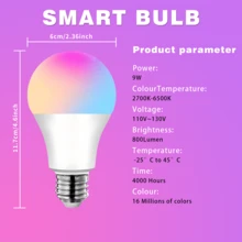 4pcs, Smart Bulbs, Smart Light Bulbs RGBCW LED Color Changing BuIbs Smart Home Devices With Dimmable Music Sync, Led Lights For Bedroom Wireless Light Bulbs With App Control, Suitable For Scenarios Such As Bedrooms And Living Rooms. - 查看 8