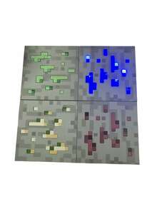 Minecraft 1pc Commemorative Edition Series Minecraft Pixel Ore Night Light - Blue/Green/Red/Yellow Style, Soft Silicone, Brightness Adjustable, USB Rechargeable, Suitable For Bedroom Decoration And Relaxation, Perfect For Sleep/Christmas And Birthday Gifts, Suitable For Teens And Adults, Themed Parties