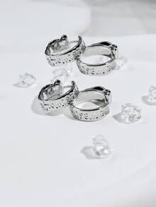 1 Cặp khuyên tai vòng kim loại hình chữ cái Saturn thời trang, thiết kế tối giản, dành cho cả nam và nữ, món quà tuyệt vời cho bạn gái vào ngày lễ tình nhân - Nhiều màu - Xem 8