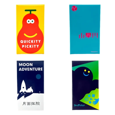 棋盘游戏：QUICKITY PICKITY+Kobayakawa+MOON ADVENTURE+DroPolter：适合 2-6 名玩家、家庭之夜、旅行游戏、团队活动和生日礼物（20-40 分钟）