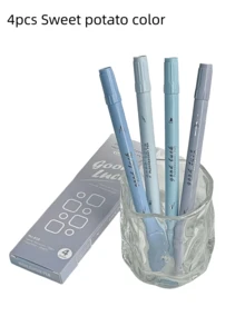 4pcs Double-Headed Fluorescent Highlighter Pens, Quick-Drying, School & Magazine Supplies, Fine Tip & Chisel Tip Cute Highlighters And Colored Markers, Back To School