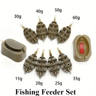 5pcs Fishing Bait Feeder Set With Quick Release Mold, PVC Bait Holder, Mixed Color Carp Fishing Line Feeder - Suitable For Carp Fishing Bait Feeder, Improve Your Catch Rate, Portable Inline Feeder Set With Quick Release Mold, Lightweight Fishing Feeder
