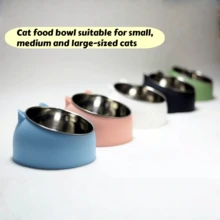 1 pieza de tazón de acero inoxidable para perros, con un diseño científico con una inclinación de 15 grados - Diseño con forma de oreja de gato y perro, plato para alimentación y bebida de mascotas, adecuado para perros y gatos pequeños y medianos, accesorio para mascotas duradero y de moda