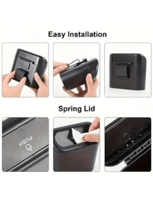 1pc Car Trash Can + 1 Roll (15pcs) Trash Bags, Mini Car Trash Can, Waterproof, Portable, Space-Saving, Car Storage Box, Car Sorting Box, Car Essential Accessory