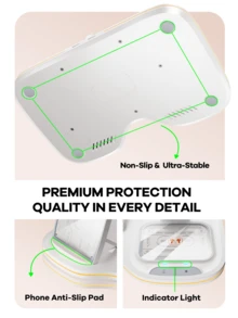 REMAX Upgraded Wireless Fast Charger, Desktop Accessories, Wireless Fast Charging For Multiple Device Women Watch/Man Watch/Phone/Earphone/Earbuds/, With Wireless Speaker, Adjustable Height Phone Holder, Adjustable RGB Ambient Light,Electronic Clock, Black/White, Office Desktop