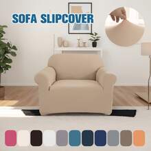 Ensemble de housses élastiques pour canapé, housses de meubles en spandex pour canapé, causeuse, fauteuil, anti-froissage, protecteur de meubles (gris clair, lait) Housse de canapé super extensible - Housse de canapé en spandex douce et antidérapante