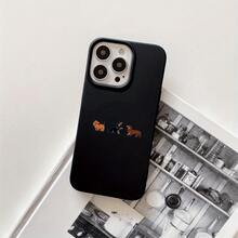 Fundas y carcasas protectoras con diseño de tres cachorros y orificios grandes, compatibles con las series 16 Pro, 16, 15 Pro, 14, 14 Plus/14 Pro, 13, 13 Pro, 12 Pro y 11/11 Pro. Regalos para cumpleaños y celebraciones. - Negro - Ver 1