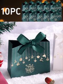 10个装圣诞糖果盒，圣诞礼品包装盒，简约时尚礼品袋，款式简约大方，带有烫金图案，是节日礼品袋的理想之选。 - 彩色 - 查看 9