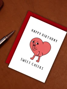 1pc Funny Birthday Card "Sweet Cheeks"|Sarcastic & Romantic Greeting Card For Couples|Best Friend Humor Gifts - Multicolor - View 7