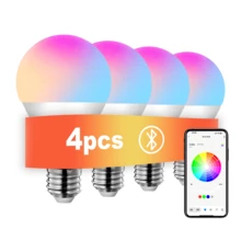 4pcs, Smart Bulbs, Smart Light Bulbs RGBCW LED Color Changing BuIbs Smart Home Devices With Dimmable Music Sync, Led Lights For Bedroom Wireless Light Bulbs With App Control, Suitable For Scenarios Such As Bedrooms And Living Rooms. - 查看 1