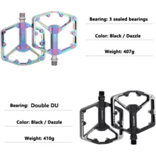 1 Pair Mountain Bike Pedals, Aluminum Alloy Bearing Pedals, DU Pedal Pads, Bicycle Accessories With 20 Anti-Slip Pins, CNC Machined Flat Platform Pedals, 9/16" Lightweight Platform, Suitable For Road Bikes, Mountain Bikes, BMX - Multicolor - View 6