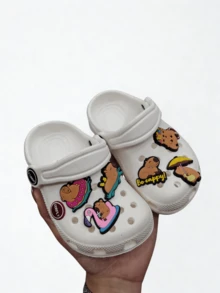 Children's Flip Flops, Corfly Style, Lightweight, 100% EVA, Brooches - White - View 2