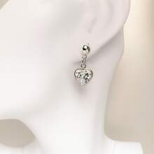 Women's Necklace And Earrings Kit With Shiny Zirconia Heart Pendant, Venetian Chain, Elegant Jewelry For Gift - 銀色 - 查看 3