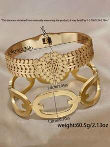 2 件精致时尚的不锈钢镂空手链组合，非常适合约会、派对、聚会和日常通勤，是展示您魅力的理想礼物 - 金色 - 查看 6