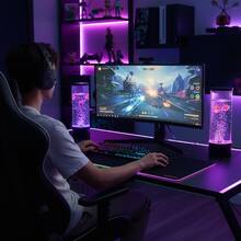 QUIGO Bubble Fish Lamp Aquarium Fish Tank Light Mood Light Cool Gift Color-Changing 3 Floating Fake Fish Aesthetic Home Office End Table Decor Gaming Room Auto Color Change - C-黑色 - 查看 4