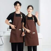 1pc Durable Waterproof Canvas Apron For Chef, Suitable For Restaurant, Hotel, Bakery, Salon, Nail Salon, Gardening, Household Cleaning, BBQ, Hairstylist