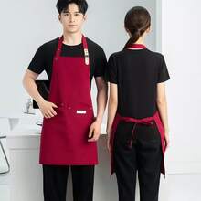 1pc Durable Waterproof Canvas Apron For Chef, Suitable For Restaurant, Hotel, Bakery, Salon, Nail Salon, Gardening, Household Cleaning, BBQ, Hairstylist