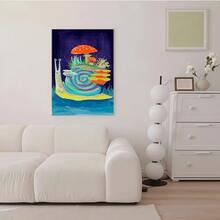 Framed 2D Canvas Modern Wall Art 1pc  Canvas Art Print - Whimsical Snail & Mushroom Design With Vibrant Colors, Durable Polystyrene Frame, Perfect For Living Room, Office, Or Dining Room Wall Decor, Indoor Wall Art|Vibrant Wall Decor|Colorful Artwork, Mushroom Decor - Đóng khung (Framed) - Xem 5
