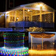 1 Pack 2m X 3m Solar Powered LED Christmas Net Lights, IP65 Waterproof, 8 Modes, Low Voltage Mesh String Lights, Suitable For Christmas Tree, Shrubs, Wedding, Garden, Outdoor, Indoor Thanksgiving Christmas Halloween Decor, With Solar Panel, Landscape Lighting Decoration - 太陽能網燈 - 查看 4