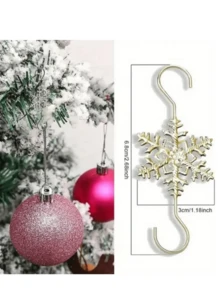10pcs Metal Christmas Snowflake Hooks - Holiday Tree Ornaments, With Red Bows, Ideal For Holiday Decor, Christmas Tree Decoration - Multicolor - View 6