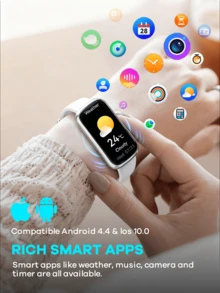 Remax 智能手表彩色 AMOLED 屏幕（1.47 英寸），IP68 防水，多个内置表盘，轻巧窄边框设计，佩戴舒适，支持多种语言，兼容 /Android/iOS，拨打/接听电话，具有通话功能、消息通知、心率、睡眠跟踪、计步器、运动模式，是送给男士、女士、朋友、生日的贴心礼物 - WATCH 29 多色 - 查看 5