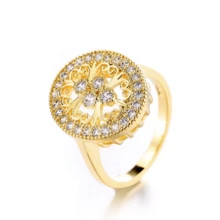 1PC Women Retro Zirconia Ring Bride Princess Engagement Wedding Band Anniversary Birthday Christmas Gift Rings For Mom Wife Girlfriend Ring Jewelry Size 5-11# - Gold - View 2