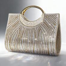 Sparkling Crystal Rhinestone Gold Purse,Gold Bag For Women, Luxury Glitter Cocktail Gold Clutch Bag For Weddings Parties & Formal Events, Elegant Evening Handbag With Bridal Party Sequin Dress & Holiday Gown Matching,Perfect For Party Wedding Prom Dinner/Banquet Matching With Holiday Party Dress Evening Dress & Sequin Dress , New Year - Hoa hồng vàng - Xem 1