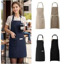 1pc Durable Waterproof Canvas Apron For Chef, Suitable For Restaurant, Hotel, Bakery, Salon, Nail Salon, Gardening, Household Cleaning, BBQ, Hairstylist