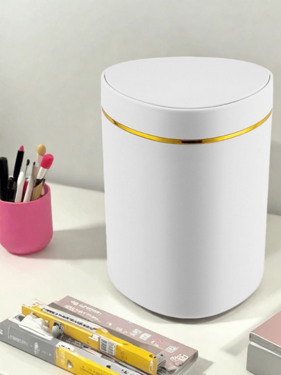 Mini Trash Can With Lid, Small Desktop Trash Can, Plastic Desktop Trash Can, Flip Lid Design, Prevents Odor Leakage, Used For Storing Fruit Peels And Paper Scraps On The Desk, Keeps The Desk Tidy, Suitable For Bathroom, Home Desktop Decoration, Coffee Table, Office, Living Room, Mini Plastic Trash Can With Flip Lid, Suitable For Use On Home Desktop
