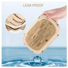 1 Student Lunch Box, 33.81 Ounce Leak Proof Lunch Box, With Utensils, Suitable For Microwave Heating (3 Compartments), Leak Proof Food Container, Suitable For Work, Back To School, College, Outdoor Dining, Essential For Returning To School - Multicolor - View 7