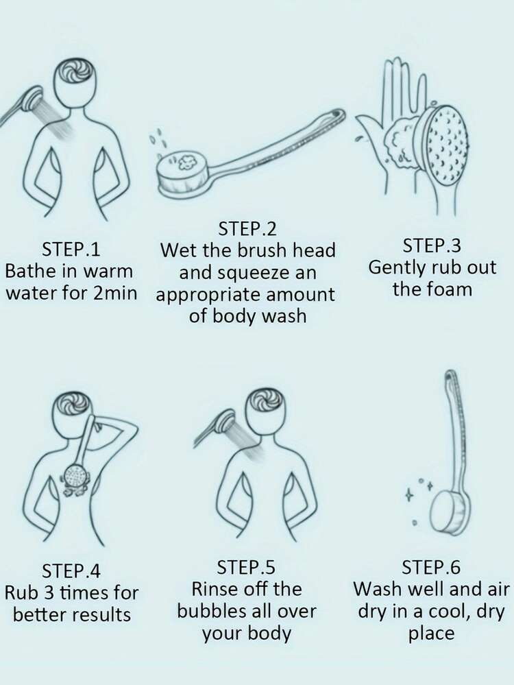 1 Piece, Double-Sided Mud Rubbing Long-Handled Soft-Bristled Bath Brush, Back Rubbing, Massage And Exfoliation Two-In-One Scrubbing And Bathing Brush - Multicolor - View 5