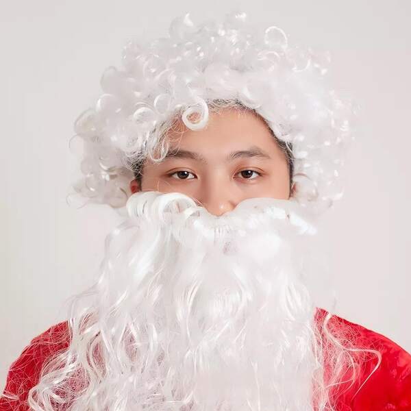 Beard Wig, Christmas Decoration Props, Mustache Decoration Props, Santa Claus COS Decoration Props, Santa Claus Wig, Santa Claus White Beard, Adult Stage Decoration, Party Accessories, Holiday Decoration Supplies